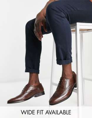 ASOS DESIGN oxford brogue shoes in brown leather