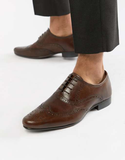 ASOS DESIGN oxford brogue shoes in brown leather ASOS