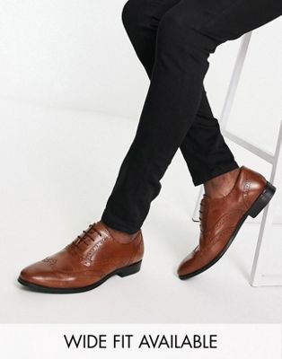 ASOS DESIGN oxford brogue shoes in tan leather - ASOS Price Checker