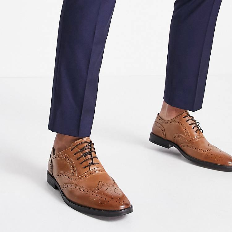 ASOS Herren Schuhe Elegante Schuhe Oxford brogue shoes in leather 