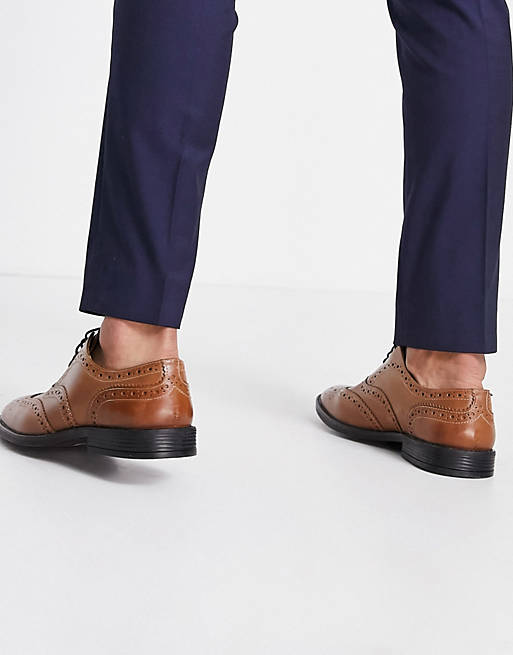 ASOS Herren Schuhe Elegante Schuhe Oxford brogue shoes in tan leather 