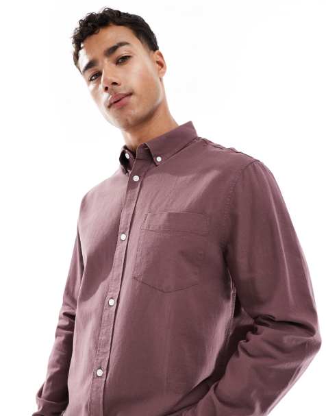 ASOS DESIGN – Oxford-Hemd in Braun mit regulärer Passform - view 1