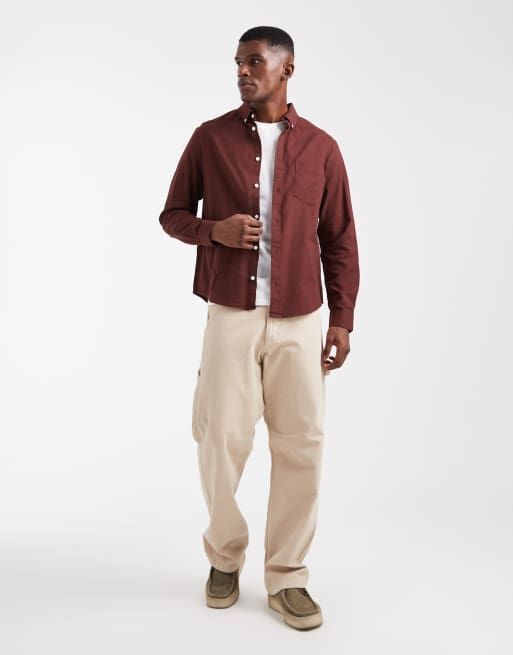 ASOS DESIGN – Oxford-Hemd in Burgunderrot in normaler Passform, 2 von 5