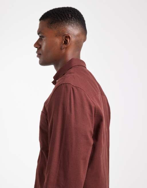ASOS DESIGN – Oxford-Hemd in Burgunderrot in normaler Passform, 4 von 5