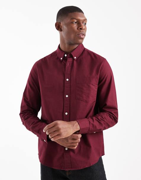 ASOS DESIGN – Oxford-Hemd in Burgunderrot mit Regular-Fit-Passform - view 1