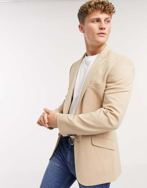 ASOS DESIGN – Oxford – Kamelfärgad kavaj i extra smal passform