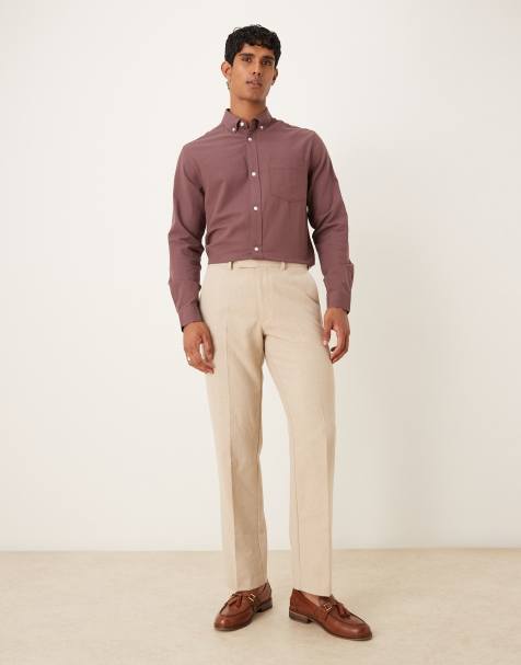 ASOS DESIGN - Oxford overhemd met normale pasvorm in bruin - view 1