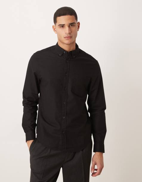 ASOS DESIGN - Oxford overhemd met normale pasvorm in zwart - view 1