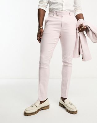 ASOS DESIGN Oxford  skinny suit trouser in berry - ASOS Price Checker