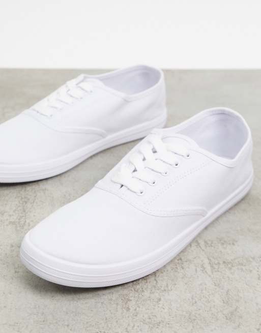 Asos design sneakers in white canvas best sale