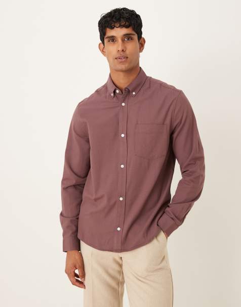 ASOS DESIGN oxford regular shirt in brown - view 1