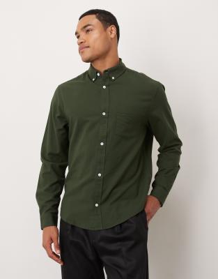 ASOS DESIGN oxford regular shirt in dark green