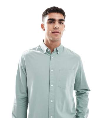 Asos Design Oxford Regular Shirt In Green