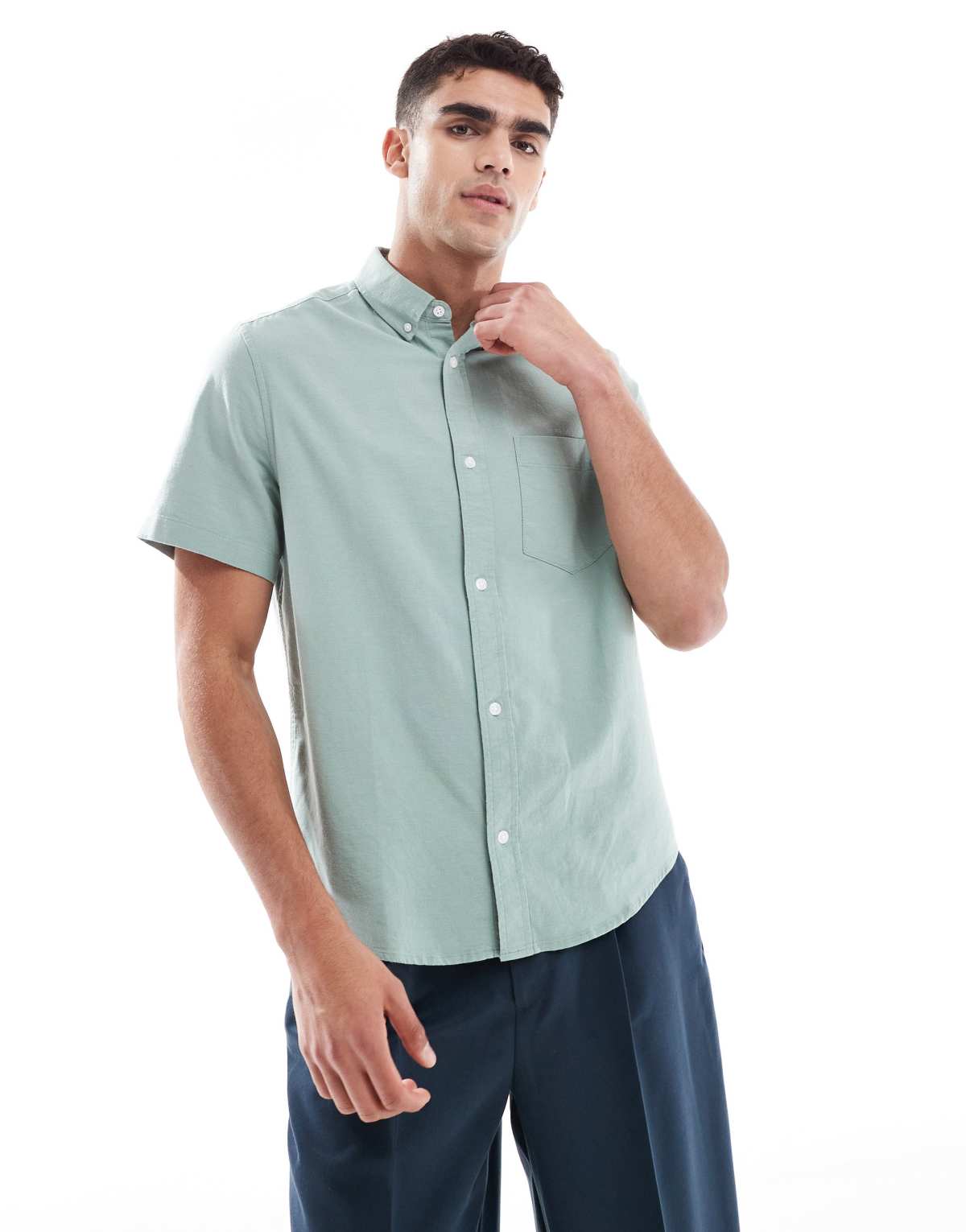 ASOS DESIGN oxford regular shirt in green