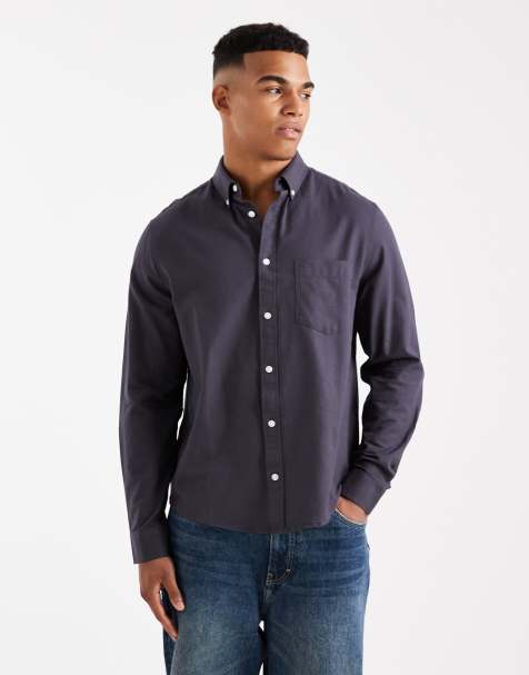ASOS DESIGN oxford regular shirt in grey - view 1