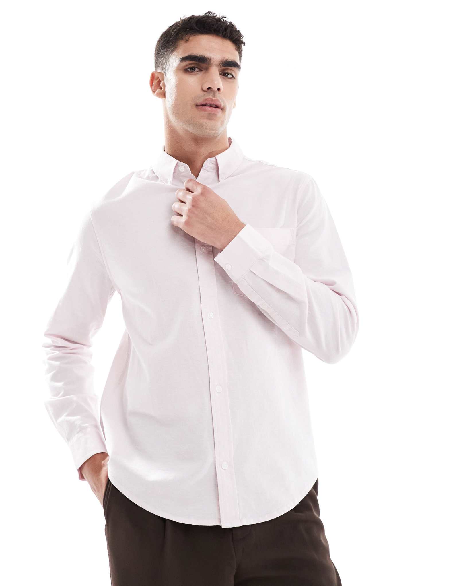 Обычная рубашка ASOS DESIGN oxford светло-розового цвета