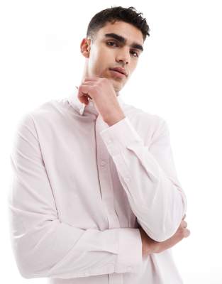 Asos Design Regular Stretch Oxford Shirt In White