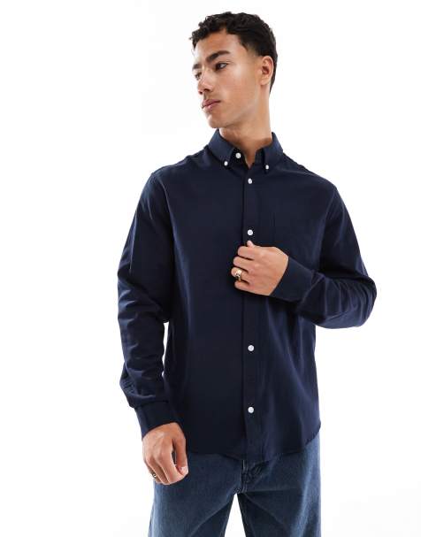 ASOS DESIGN oxford regular shirt in navy - view 1