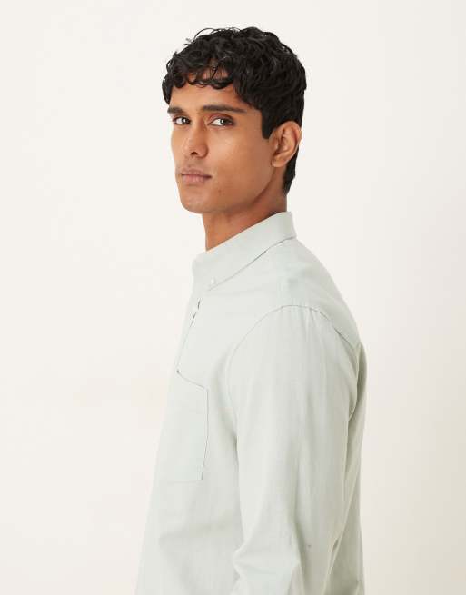 ASOS DESIGN oxford regular shirt in sage green, 4 of 5