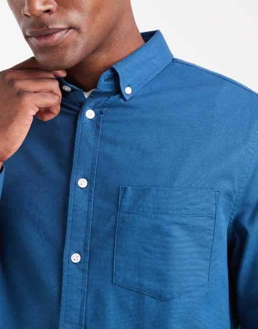 ASOS DESIGN oxford regular shirt in teal, 5 of 5