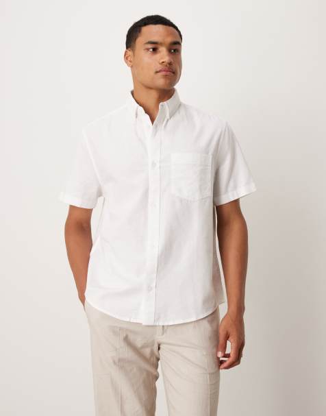 ASOS DESIGN oxford regular short sleeve shirt in white - view 1