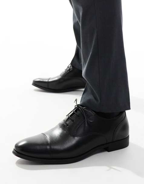 ASOS Design - Oxford schoenen in zwart leer met teenstuk - view 1