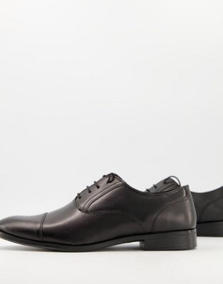 ASOS DESIGN – Oxford-Schuhe aus schwarzem Leder mit Zehenkappe
