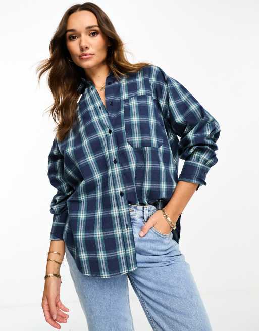 Blue green clearance check shirt womens