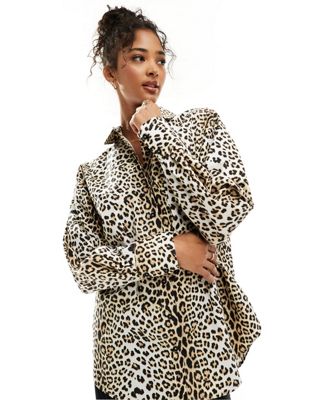 ASOS DESIGN oxford shirt in leopard print Sale