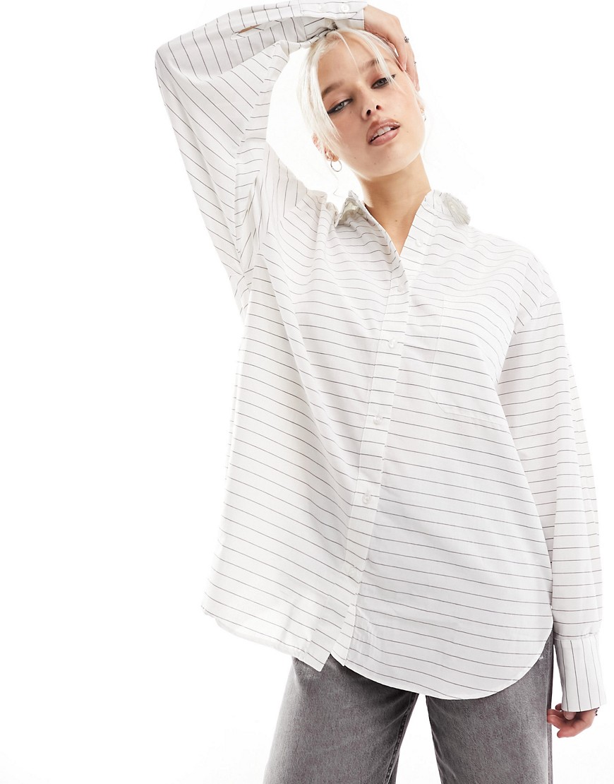ASOS DESIGN oxford shirt in mono pinstripe-Multi