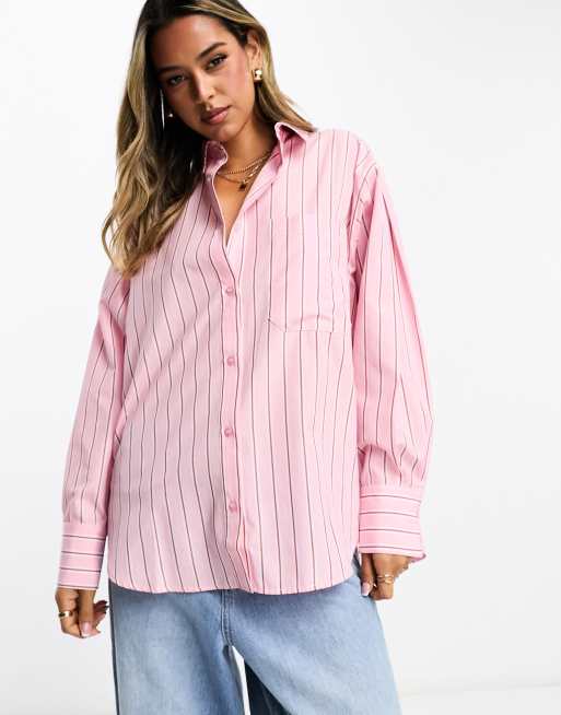 ASOS DESIGN oxford shirt in pink and burgundy stripe | ASOS