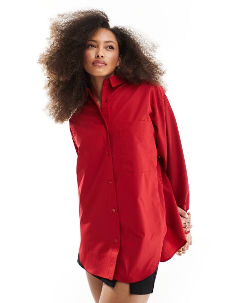 Red Long Sleeve Tops for Women