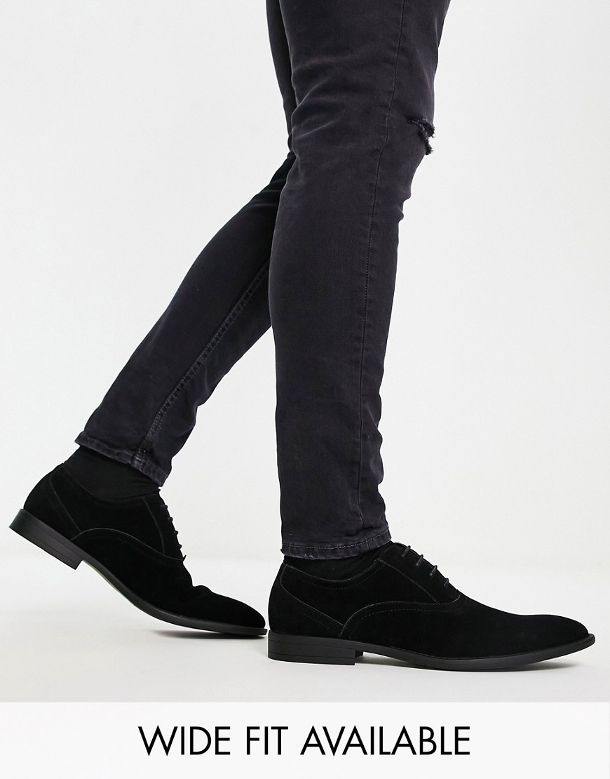 Asos Design Oxford Shoes In Black Faux Suede