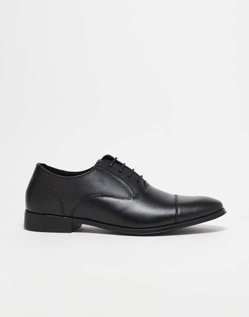  ASOS DESIGN oxford shoes in black leather with toe cap