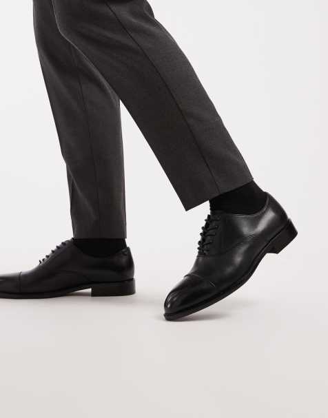 ASOS DESIGN oxford shoes in black leather with toe cap - view 1