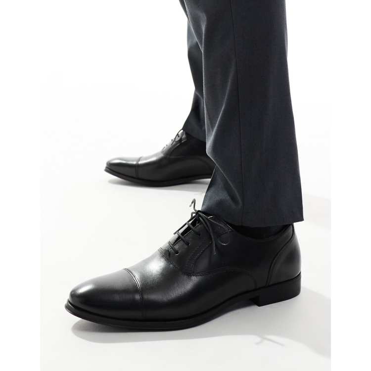 HUGO - Patent-leather Oxford shoes with stacked logo