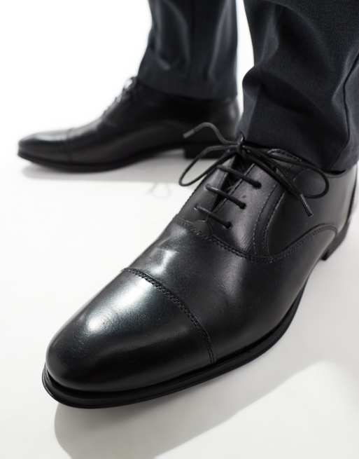 ASOS DESIGN oxford shoes in black leather with toe cap