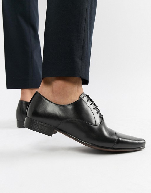 ASOS DESIGN oxford shoes in black leather with toe cap | ASOS
