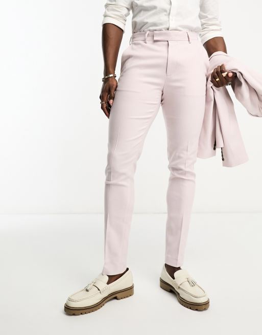 ASOS DESIGN Oxford skinny suit pants in berry