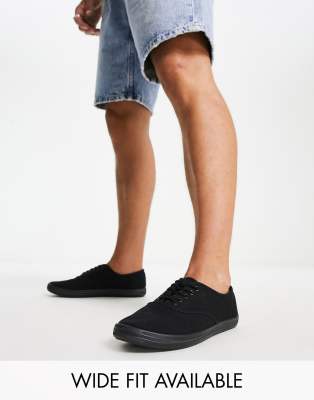 Asos Design Oxford Sneakers In Black Canvas