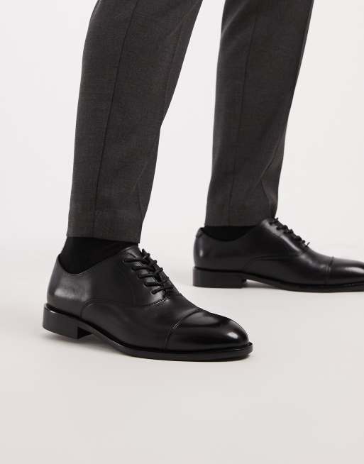 ASOS DESIGN – Oxfordy z czarnej skóry z odcinanym noskiem, 4 z 4