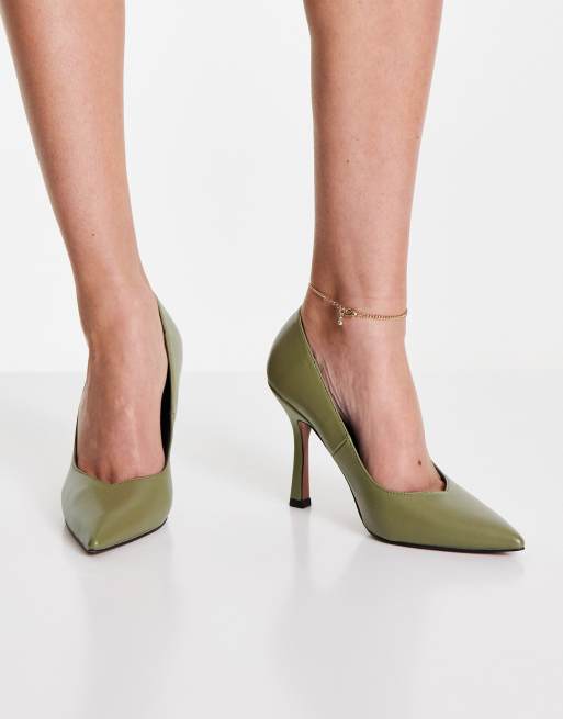 ASOS DESIGN Pablo high heeled pumps in olive