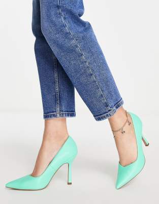 ASOS DESIGN Pablo high heeled pumps in turquoise-Blue