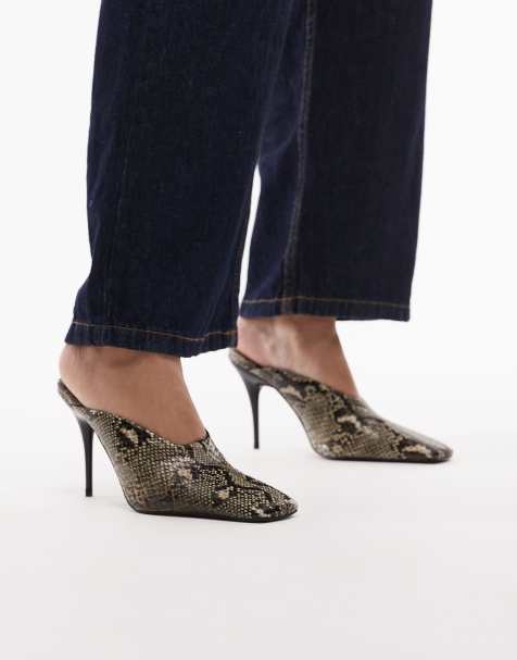 ASOS DESIGN - Pablo - Sabot pitonati con punta squadrata e tacco alto - view 1