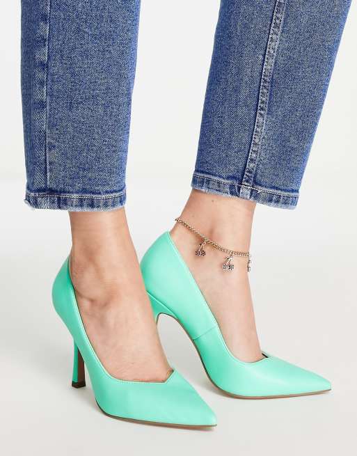ASOS DESIGN – Pablo – Turkusowe czółenka na wysokim obcasie, 3 z 4