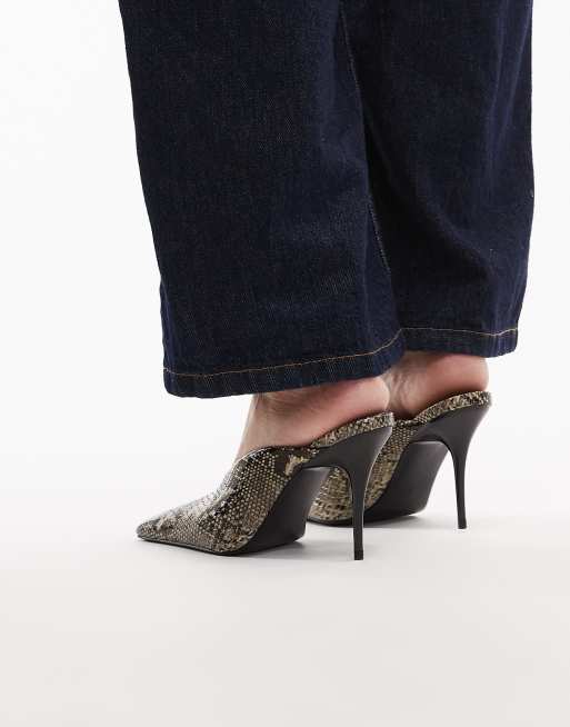 ASOS DESIGN - Pablo Ultimate - Mules effet peau de serpent à talon haut et bout carré, 2 de 4