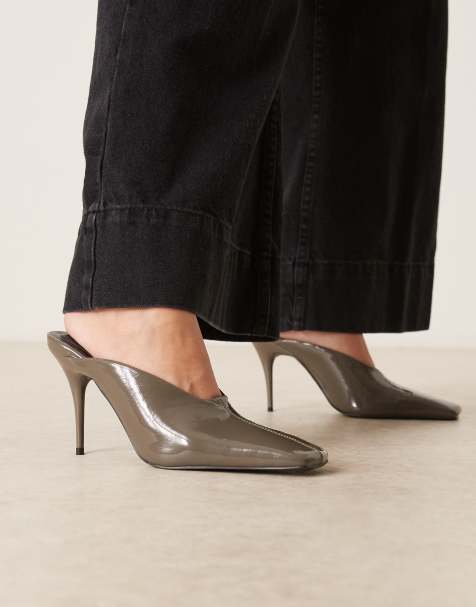 ASOS DESIGN – Pablo – Ultimate – Mules in Grau mit eckiger Zehenpartie und hohem Absatz - view 1