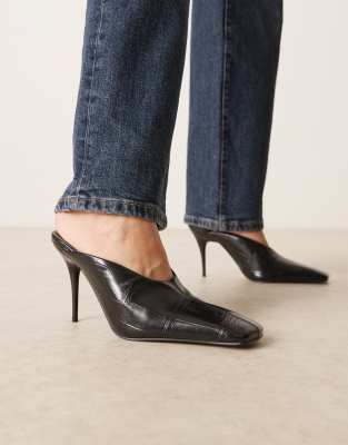  Pablo ultimate square toe high heel mules  croc