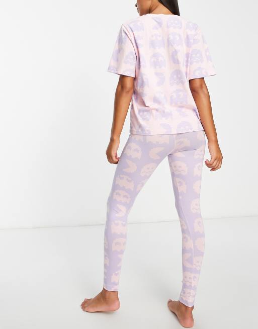 ASOS DESIGN Pac Man oversized tee leggings pajama set in pink