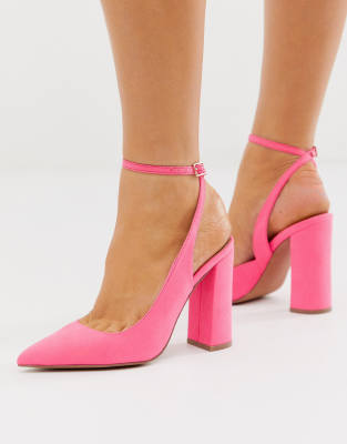 hot pink block heel shoes